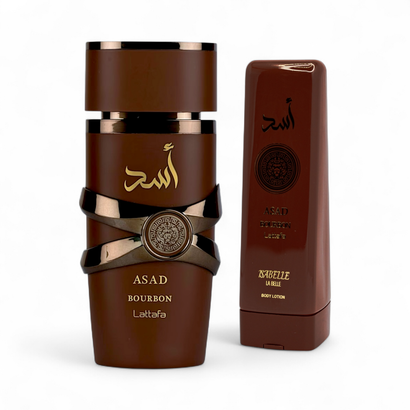 đ€ KIT MASCULINO â LATTAFA ASAD BOURBON 100ML + ISABELLE LĂ BELLE CREME CORPORAL 200ML