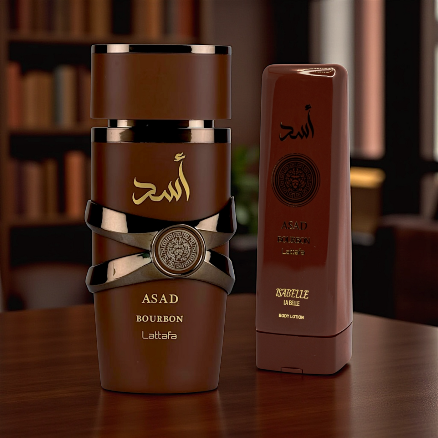 đ€ KIT MASCULINO â LATTAFA ASAD BOURBON 100ML + ISABELLE LĂ BELLE CREME CORPORAL 200ML