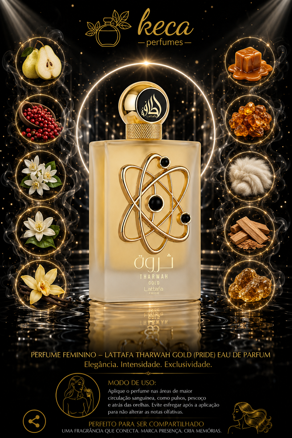 Perfume Feminino – Lattafa Tharwah Gold (Pride) Eau de Parfum 100ml