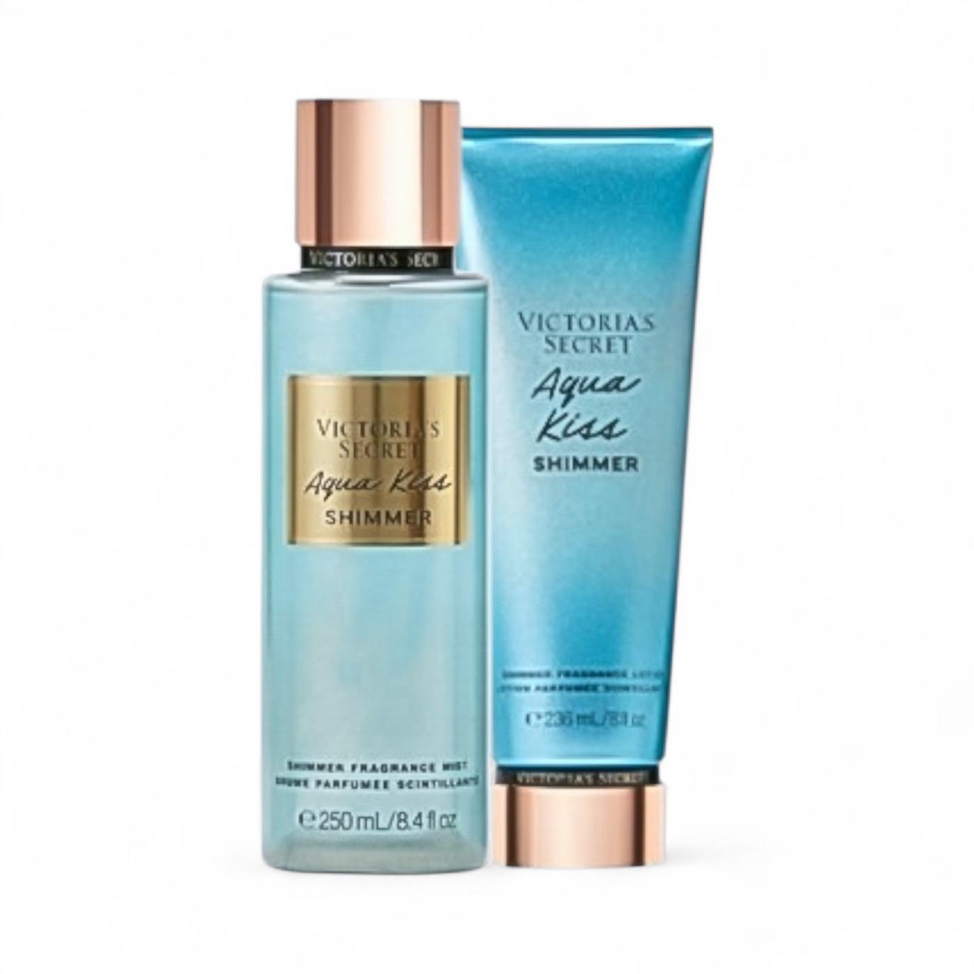 💦 Kit Feminino Victoria’s Secret Aqua Kiss Shimmer – Body Splash 250ml + Creme Hidratante 236ml