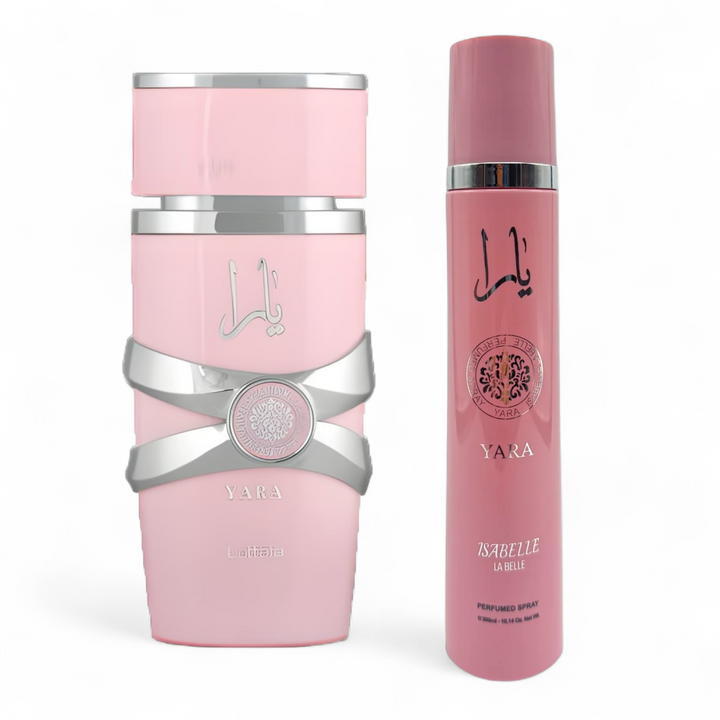 🌸 KIT FEMININO – LATTAFA YARA ROSE 100ML + SPRAY CORPORAL 300ML