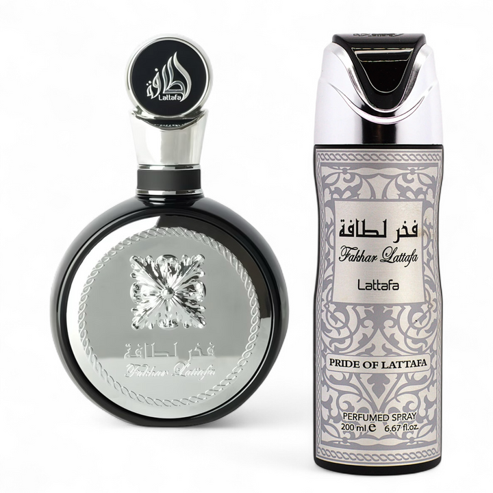 ⚫ KIT MASCULINO – FAKHAR BLACK 100ML + PERFUMED SPRAY CORPORAL 200ML